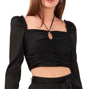 BNWT Chelsea & Violet Plisse crinkle satin RuchedSquare neck Long sleeve sz 8